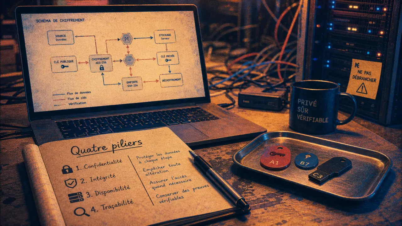 Cryptologue, quatre piliers du chiffrement et test d’algorithmes