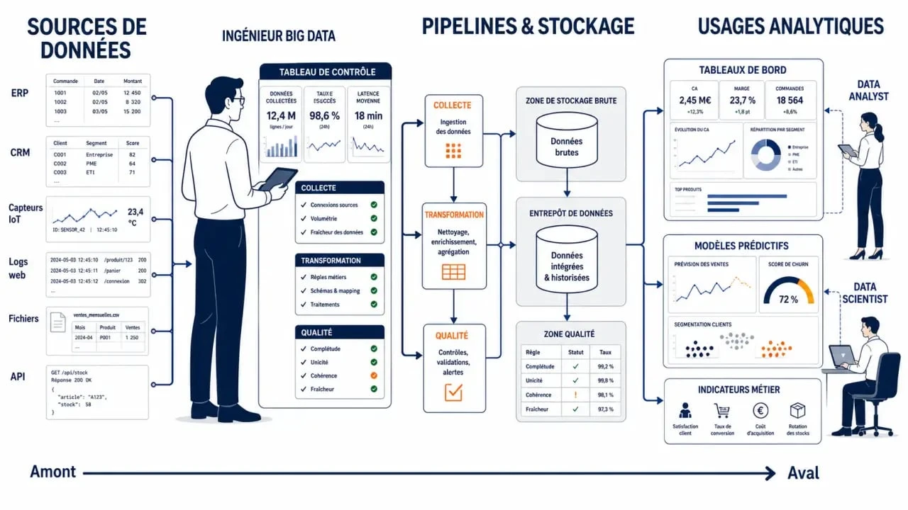 Ingénieur big data au cœur de la chaîne data entre collecte et analyse