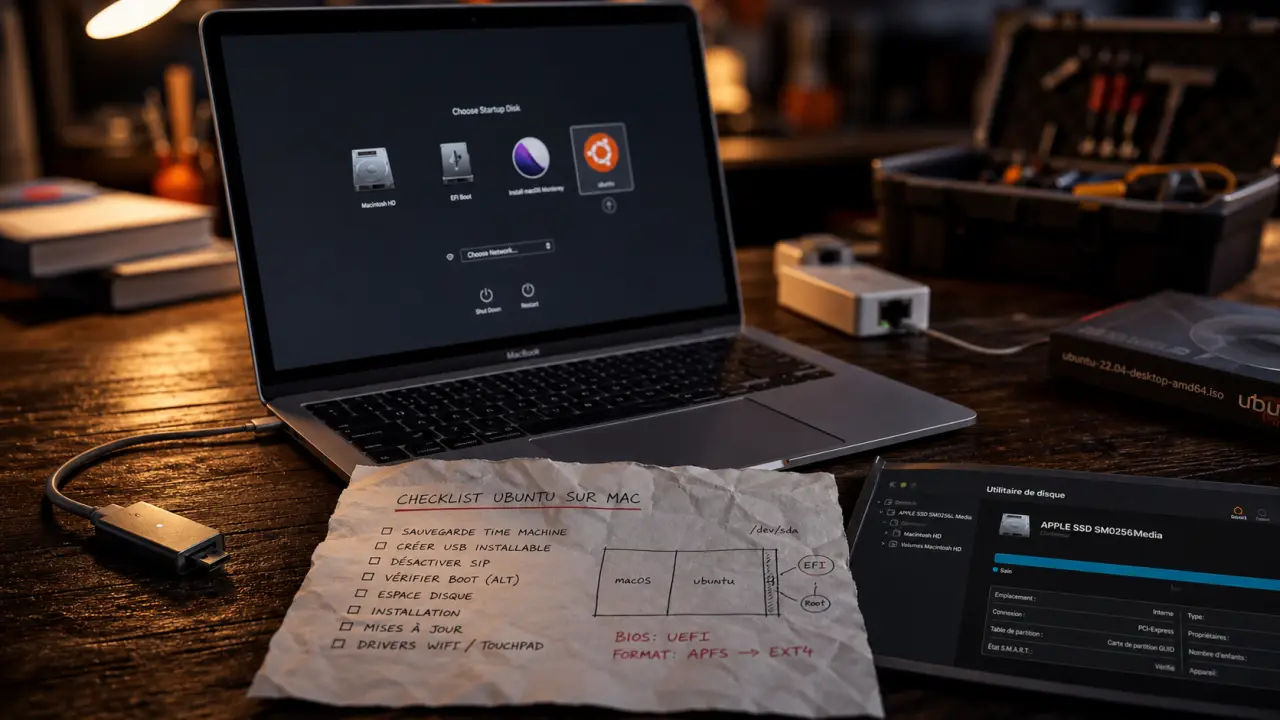 Ubuntu on mac : installer Ubuntu sur MacBook Intel sans perdre macOS ni Wi‑Fi Broadcom