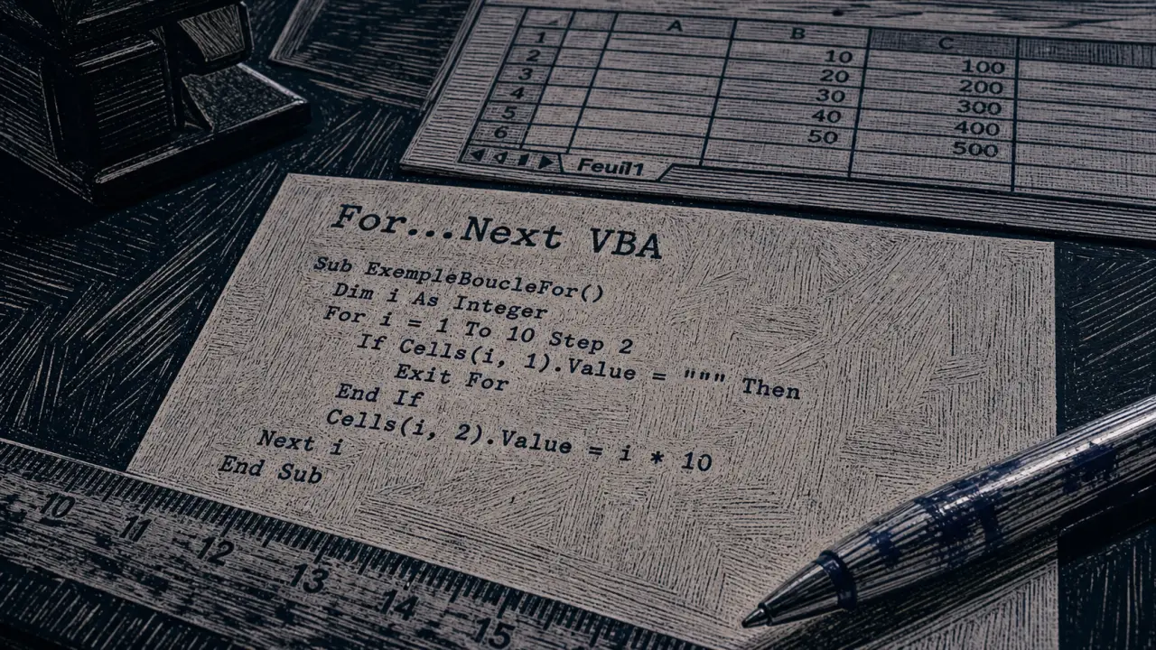 VBA boucle for For…Next Step et Exit For pour automatiser Excel