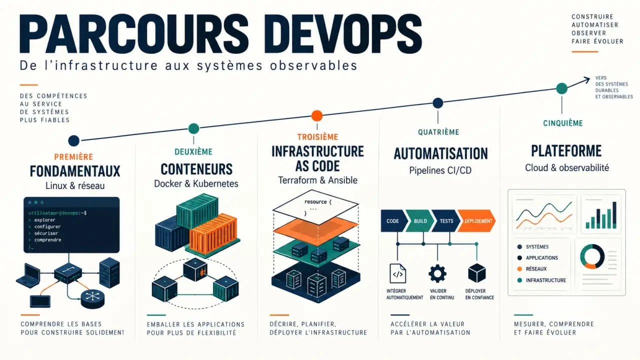 Formation DevOps : progression des compétences de Linux à la supervision cloud