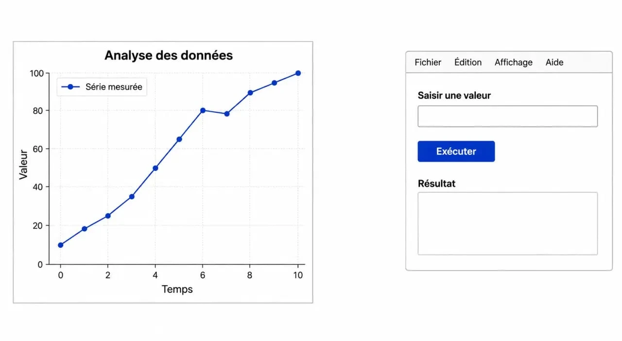 Graphisme python : comparaison visuelle entre un graphique de données et une interface graphique Python