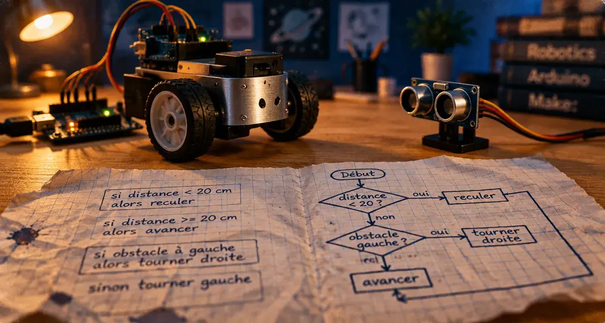 Programmation robotique : petit robot à deux roues et carte microcontrôleur
