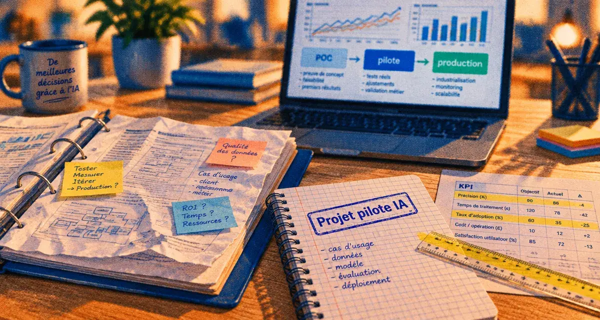 Photo projet pilote IA : cadrage du périmètre, KPI et POC